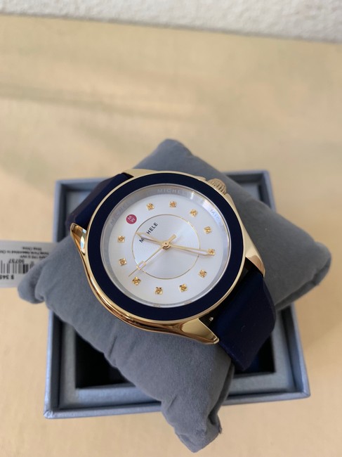 Michele Navy Cape Topaz Gold Tone Mww27a000013 Watch