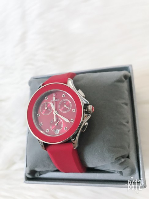Michele Red / Silver Flash-sale 10% Cape Chrono Sunray Dial Mww27c000004 Watch