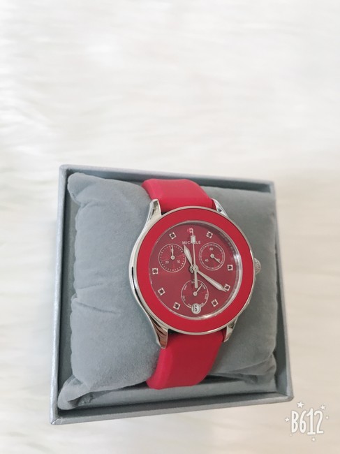 Michele Red / Silver Cape Chrono Sunray Dial Mww27c000004 Watch