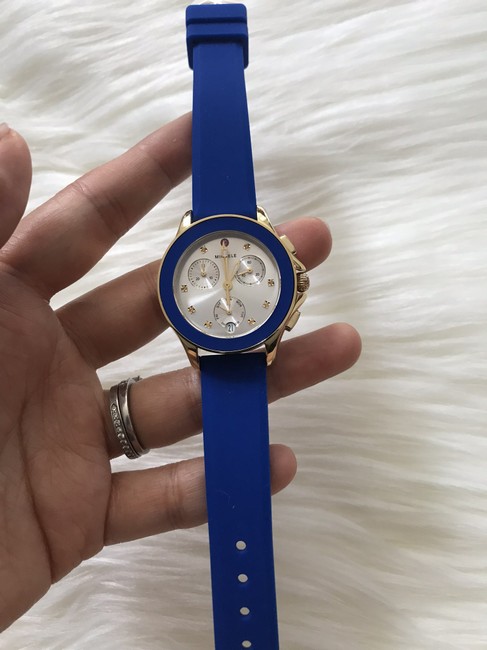 Michele Gold/ Blue Cape Chrono Mww27c000013 Watch