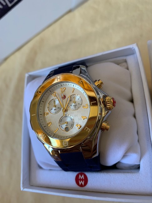 Michele Blue - Gold/ Silver Jellybean Two-tone 18k Mww12f000095 Watch