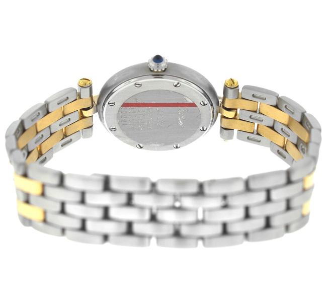 Cartier Yellow Gold Silver Ladies Panthere Vendome 1057920 Two Row Steel Watch