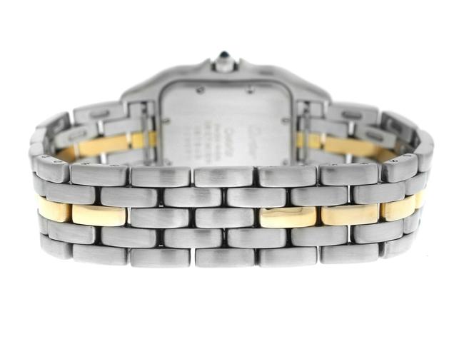 Cartier Yellow Gold Silver Ladies Midsize 27mm Panthere 187949 Quartz 18k One Row Watch