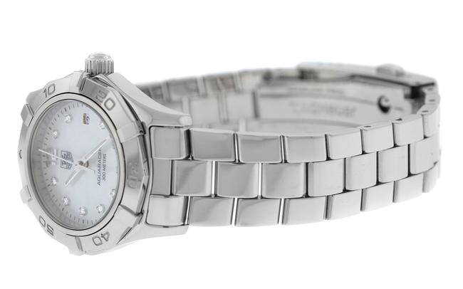 TAG Heuer Silver Ladies Aquaracer Waf1415 Steel Mop Diamond Date 300m Quartz Watch