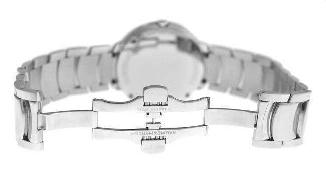 Baume & Mercier Silver Ladies Promesse 10158 Steel Mop Diamond Quartz 34mm Watch