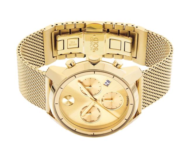 Movado Gold Stainless Steel Mesh Strap Chronograph Mens 3600372 Watch