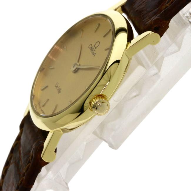 Omega Champagne 18k Yellow Gold De Ville Quartz Womens Wristwatch 23 Mm Watch