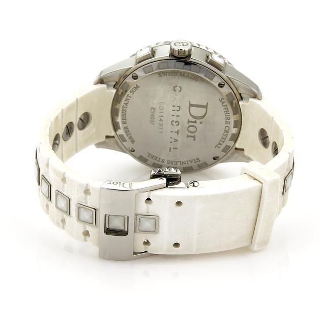 Dior 21093 Christian Stainless Steel White Rubber Diamond Bezel Watch