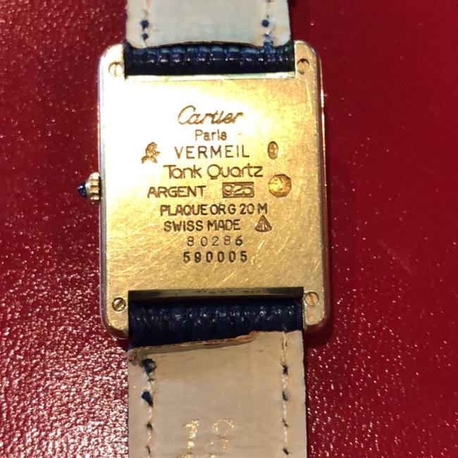 Cartier Gold Silver Blue. Tank Le Must Plated Sterling Large Model Watch