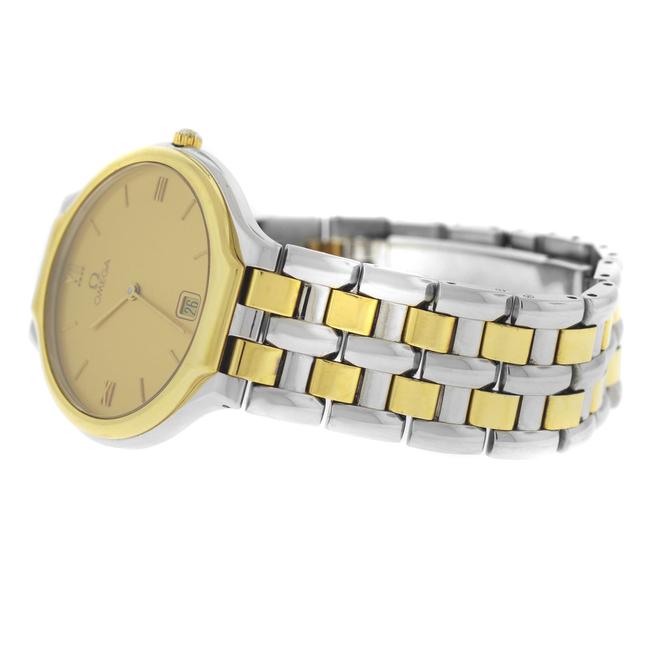 Omega Yellow Gold Silver Mens Unisex Classic 196.0316 Steel 32mm Quartz Date Watch