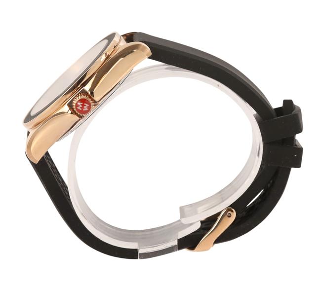 Michele Black Silicone Rose Gold-tone Cape Topaz Watch