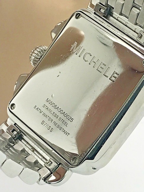 Michele Silver Deco Chronograph Swiss Quartz Mother Of Pearl Dial S\s Watch