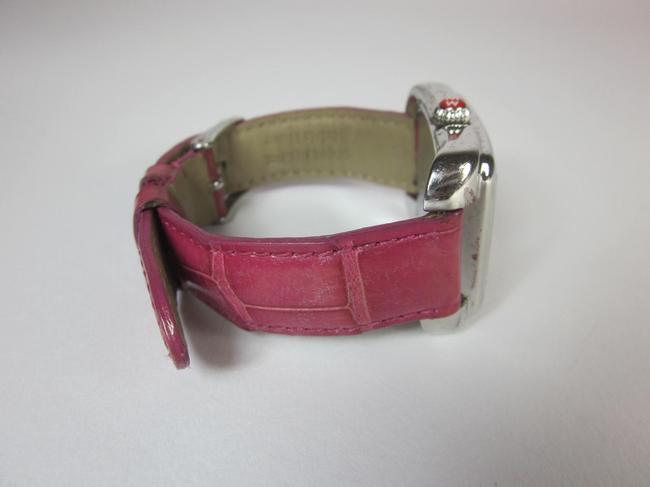 Michele Pink Deco Diamond Face with Alligator Band Watch