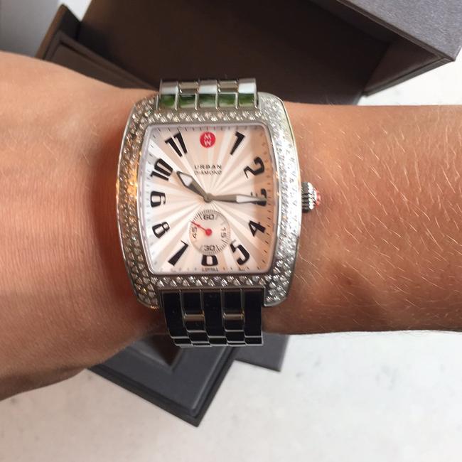 Michele Stainless Steel and Diamond Urban Extra Large Watch