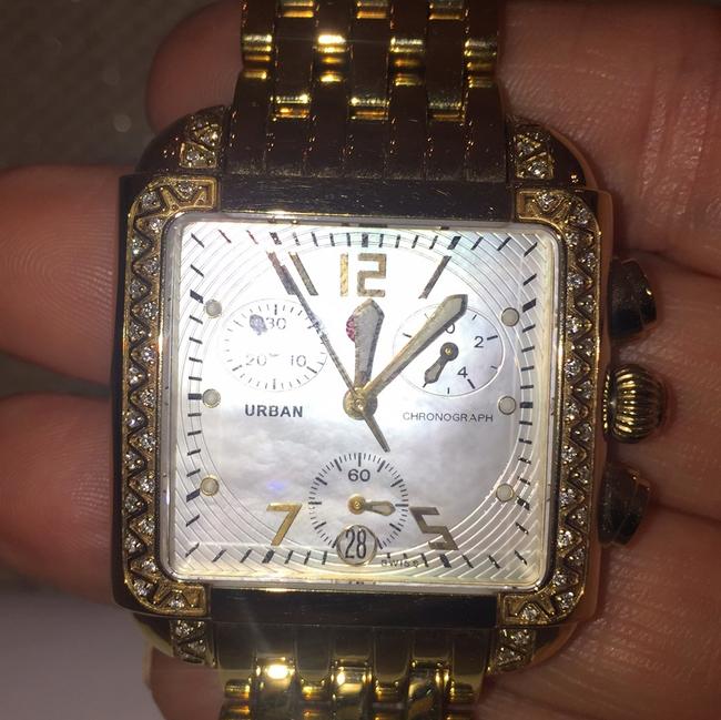 Michele Mother-of-pearl and Gold Milou 66 Diamond Bezel with Dial Watch