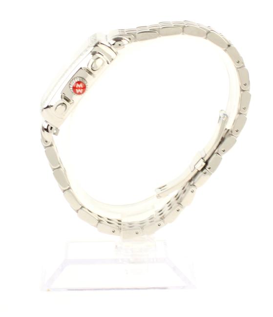 Michele Silver Stainless Steel Mother Of Pearl Deco Diamond Watch