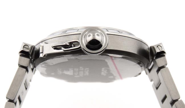 Cartier White Pasha C Gmt Globe Stainless Steel 35mm Date Watch