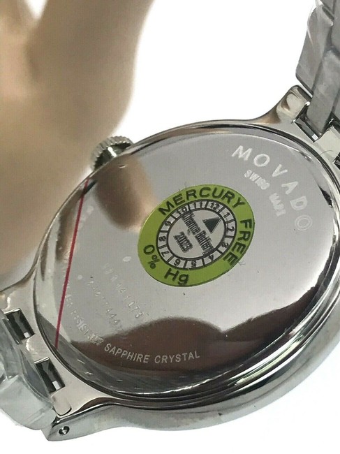 Movado Silver Classic Black Dial Swiss Quartz Stainless Steel Mens Watch