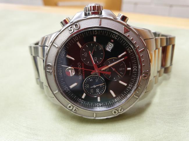 Movado Silver Series 800 Chronograph 2600110 Black Dial Stainless Steel Watch