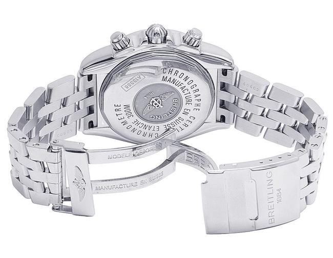 Breitling White / Ivory Custom A13356 Evolution Chronomat 43mm Silver Dial Diamond 2.5ct Watch