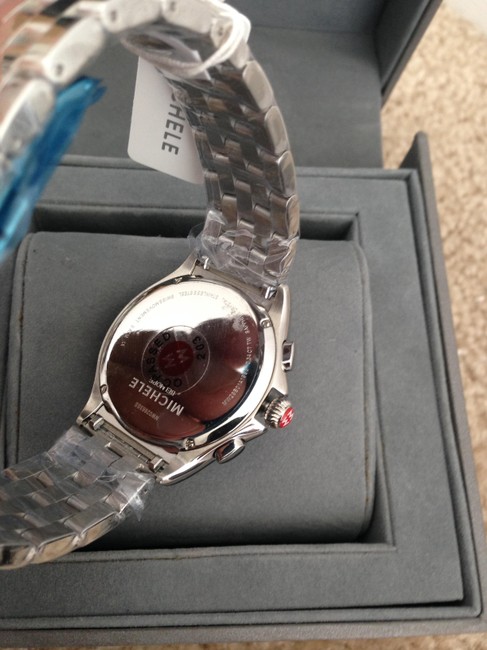 Michele Silver (Silver/Black) Belmore Diamond Black Diamond Dial Chronograph Watch