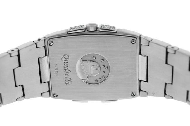 Omega Silver Constellation Quadrella 1586.79 Ladies Diamond Mop Steel Quartz Watch
