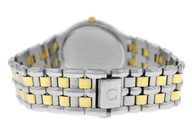 Omega Yellow Gold Silver Deville 396.1016 Stainless Steel Date Quartz Mens Unisex Watch