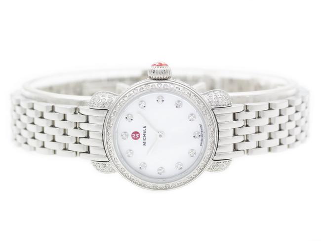 Michele Silver Csx Petite Stainless Mother Of Pearl Diamond Mww03a000230 Watch