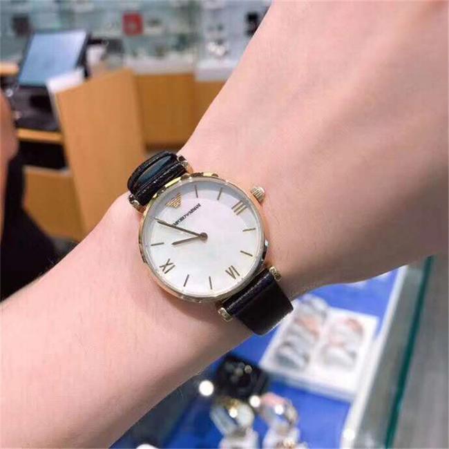 Emporio Armani Black Ar1910 Womens Two-hand Quartz Leather Watch