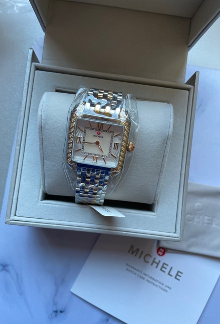 Michele Two Tone Womens Milou 18k Gold Diamond Mww15a000093 Watch