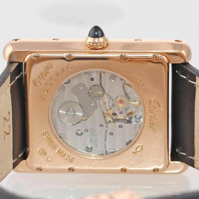 Cartier Rose Gold XL Louis Tank 3185 18k Power Reserve Brown Watch
