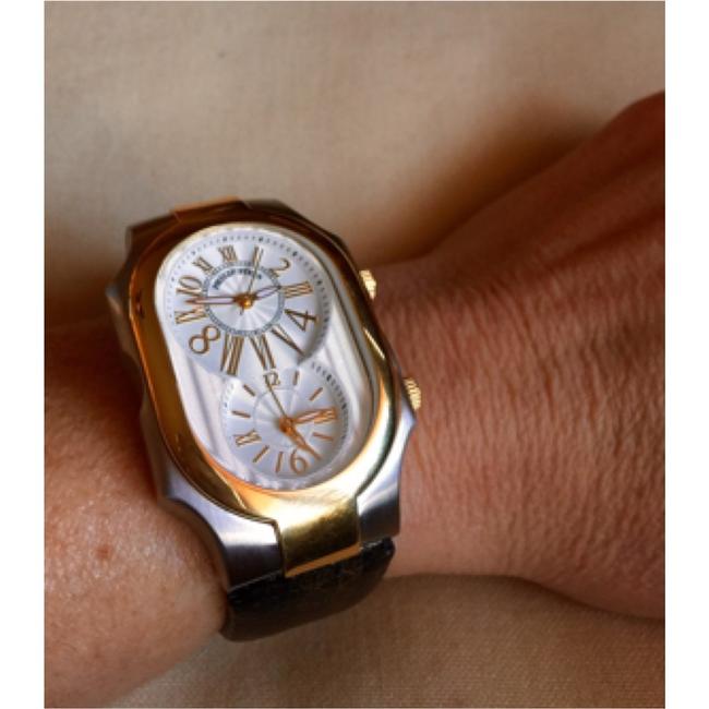 Philip Stein Gold Plated/Stainless/Black Dual Time Watch