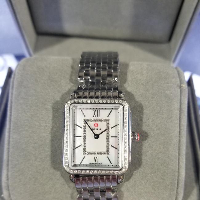 Michele Silver Deco Ii Mid-size Diamond Dial Ladies (Mww06i000001) Watch