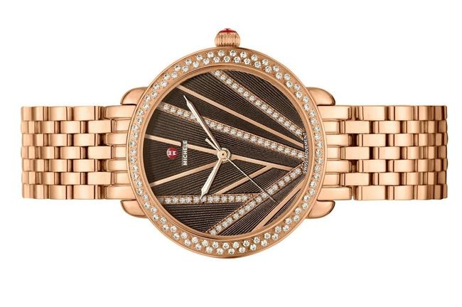 Michele Rose Gold Serein Mid City Lights Mother Of Pearl Diamond Mww21b000113 Watch