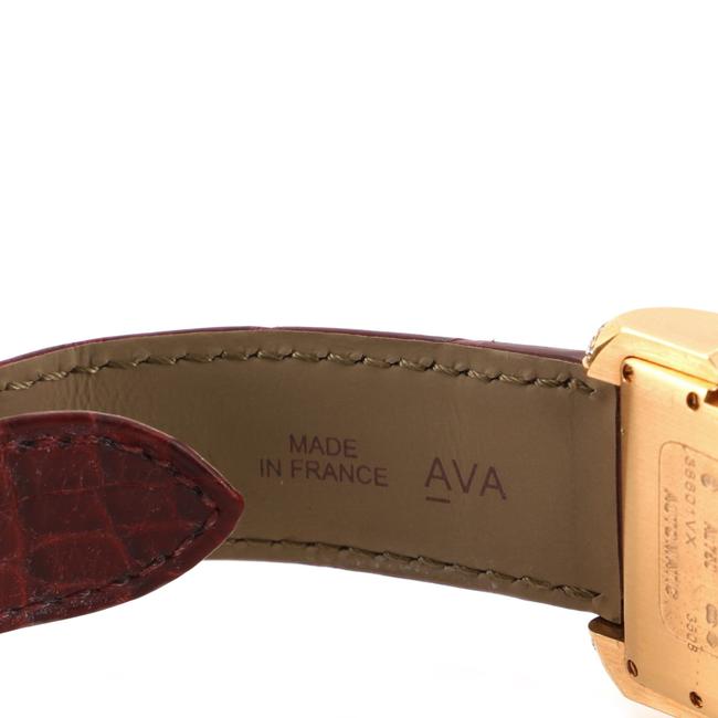 Cartier Silver Tank Anglaise Rose Gold and Alligator with Diamo Watch