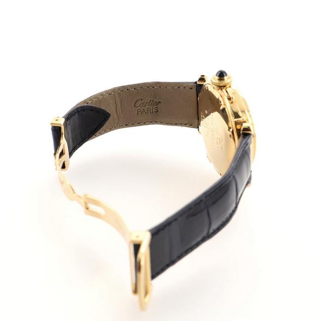 Cartier Silver Pasha Moonphase Date Quartz Yellow Gold and Crocodile 38 Watch