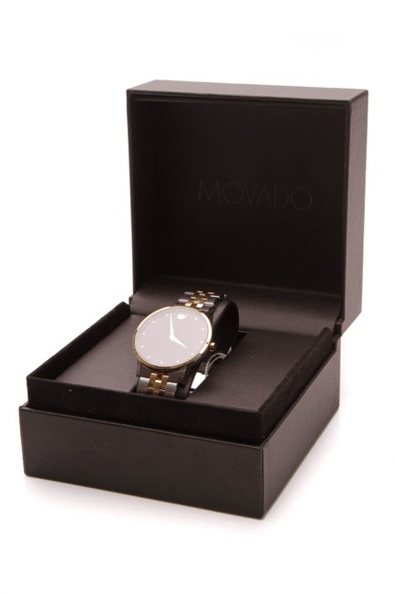 Movado Silver Diamond Museum Classic Mens Steel Watch
