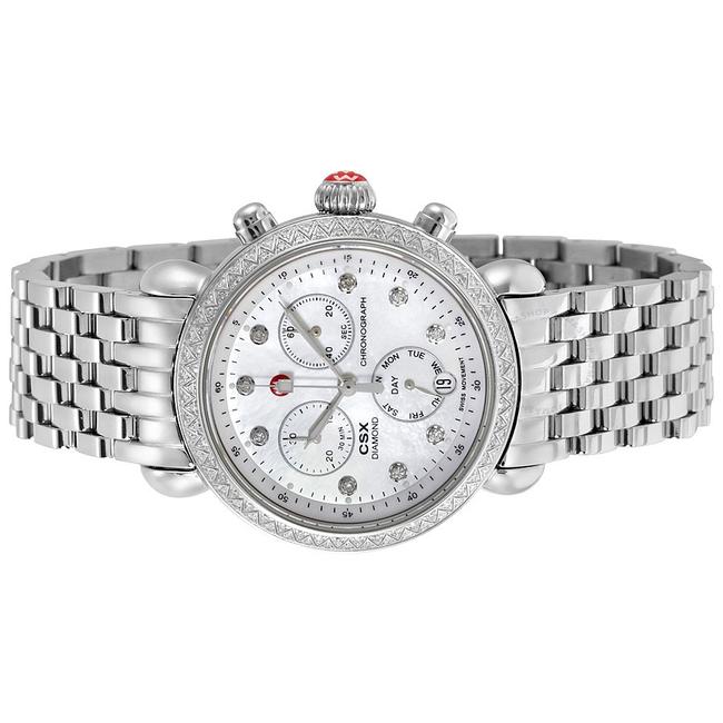 Michele Silver Csx Stainless Mother Of Pearl Diamond Mww03m000114 Watch
