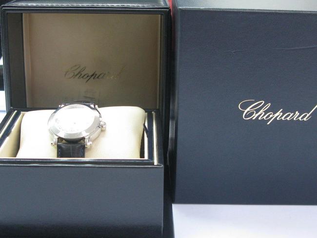 Chopard Black Happy Sport Round White Mop Diamond Dial Ladies 36mm 487 Watch