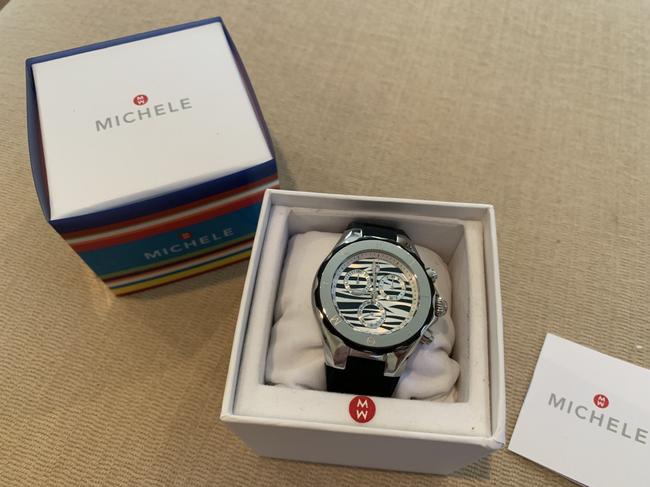 Michele Black Jelly Zebra Tahitian Bean Large Case Watch