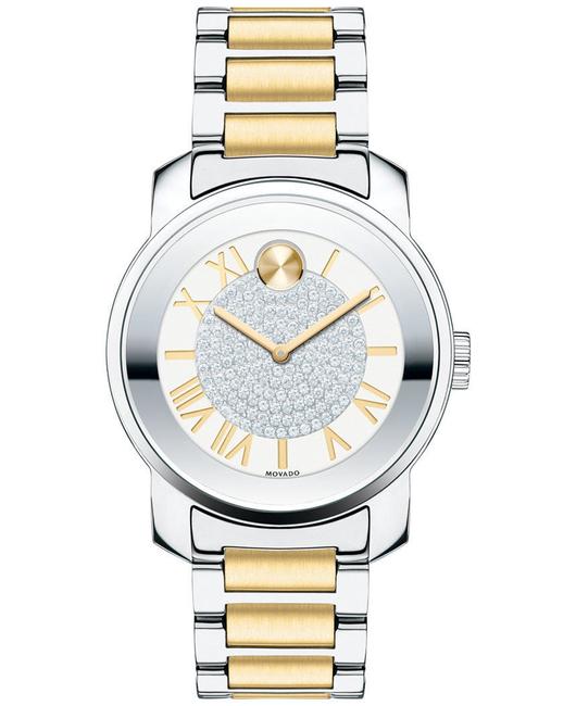 Movado Two Tone Bold Stainless Pave Crystal Womens 3600256 Watch
