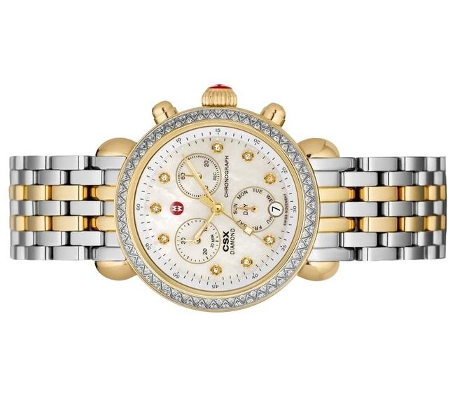 Michele Silver Gold Two Tone Csx 36 Stainless Mother Of Pearl Diamond Dial Mww03m000158 Watch
