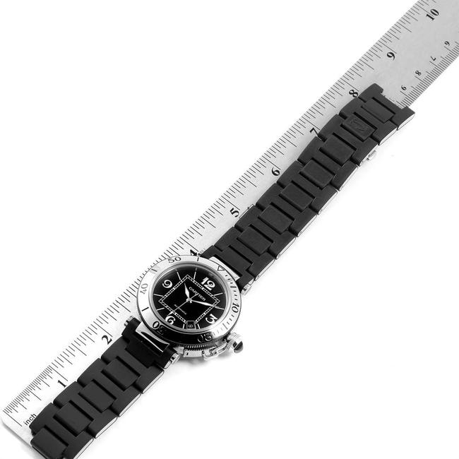 Cartier Black Pasha Seatimer Rubber Strap Steel Mens W31077u2 Watch