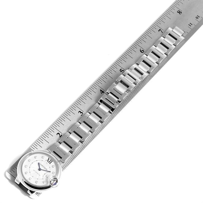 Cartier Silvered Ballon Bleu 33mm Diamond Steel Ladies We902074 Watch