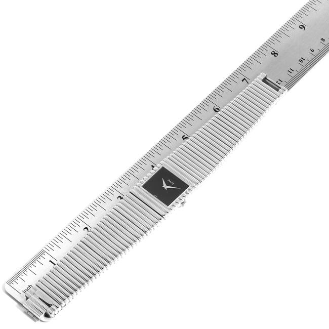 Piaget Black Polo 18k White Gold Dial Mens 9131 Watch