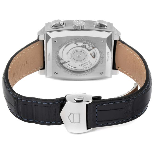 TAG Heuer Blue Monaco Calibre 12 Dial Black Strap Mens Caw2111 Watch