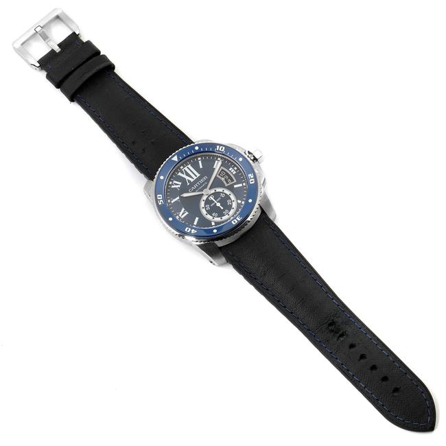 Cartier Blue Calibre Diver Dial Rubber Strap Steel Mens Wsca0011 Watch