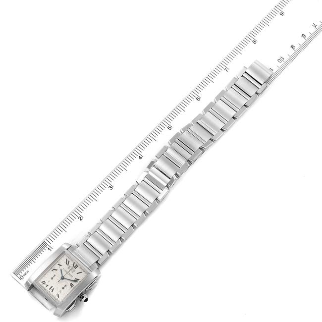 Cartier Silvered Tank Francaise Chrongraph Steel Mens W51024q3 Watch