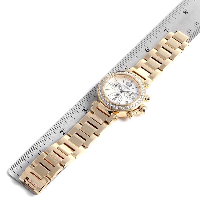 Cartier Mother Of Pearl Pasha Seatimer Chronograph Yellow Gold Diamond Wj130007 Watch