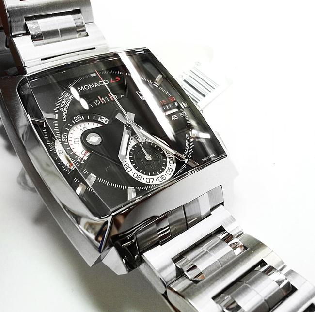 TAG Heuer "Monaco" Ls Chronograph with Black Dial Steel Bracelet Watch
